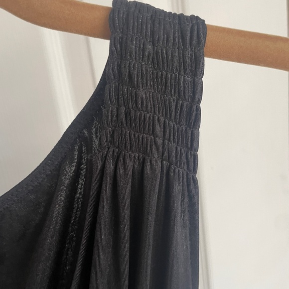 Norma Kamali Tara Side Drape Dress in Black Lame Size Small - Picture 5 of 6